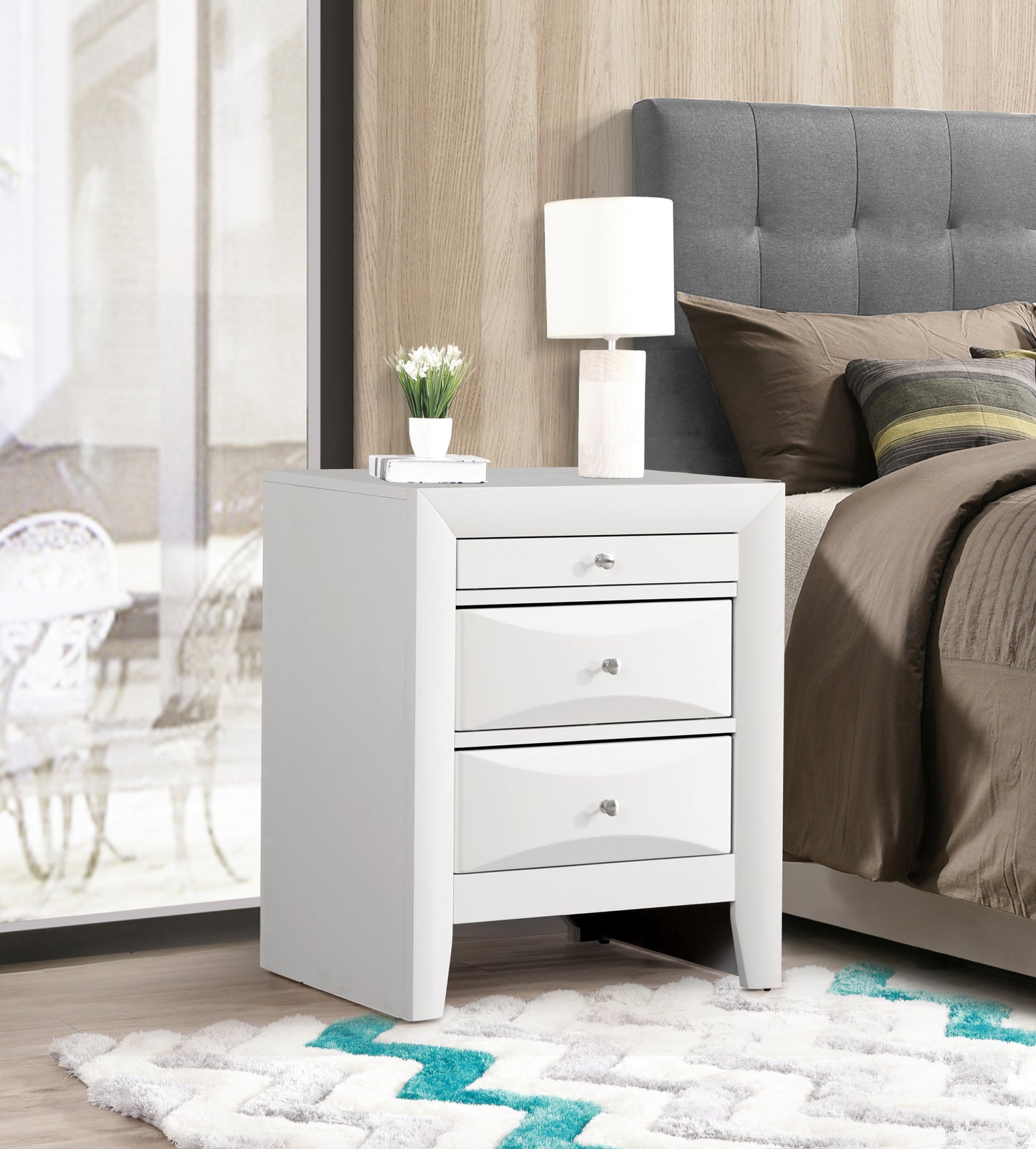 Elegant Contemporary White Nightstand