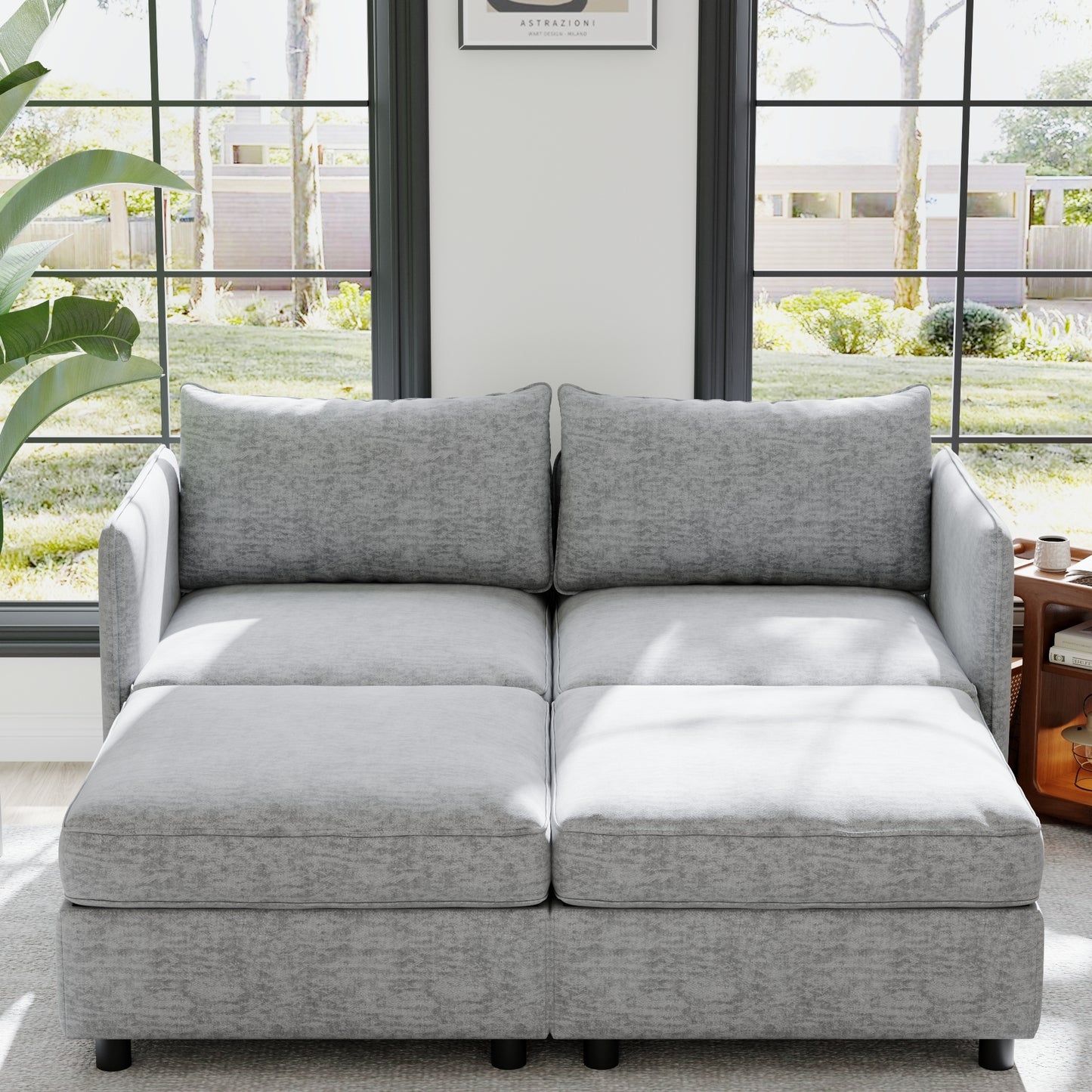 Love Seat Couches, Chaise Longue Mid Century Modern Sofa Couch With Storage for Small Spaces, Living Room , Bedroom