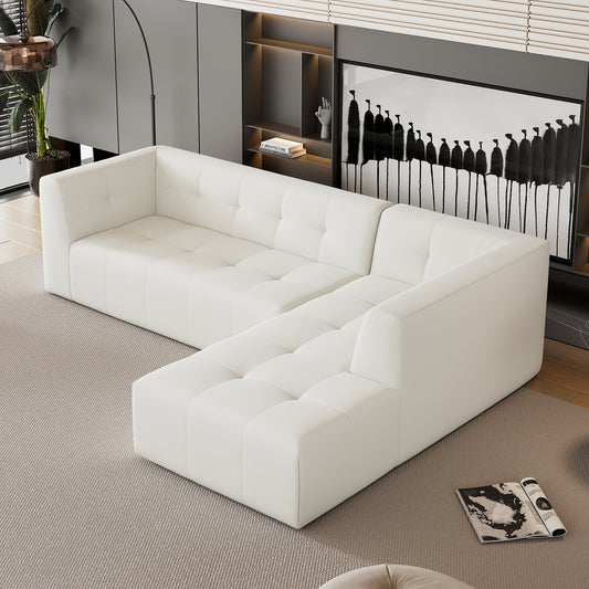 112.2*74" Modular Modular Combination Living Room Sofa Set, Modern Minimalist Sofa, Living Room Upholstered Sofa Bed, Bedroom, 2pcs Computer Free Combination, L-Shaped,Beige