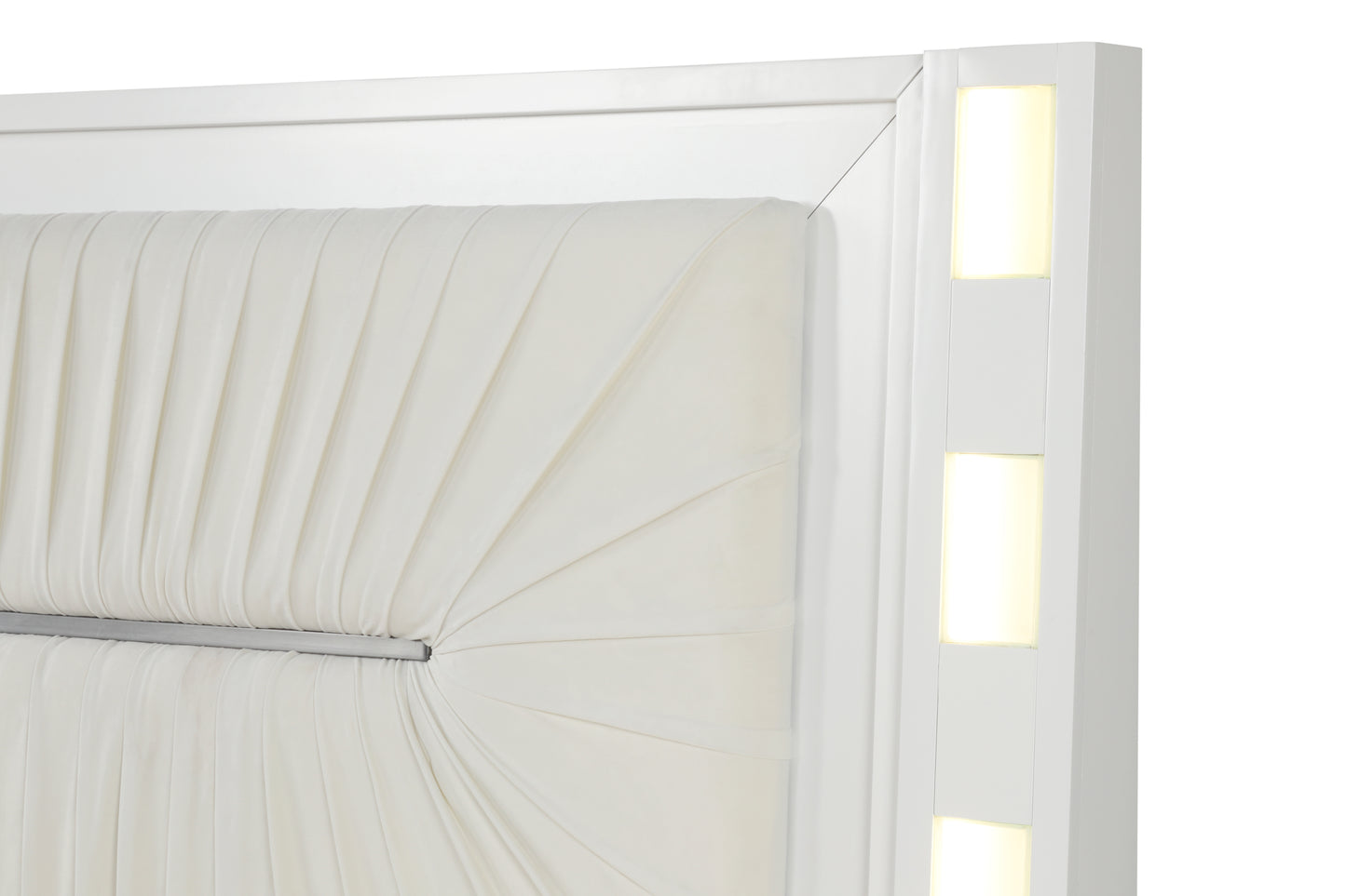 LED Queen Size Bed Made with Wood in Milky White Color