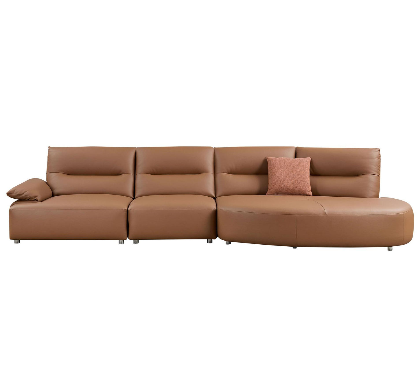 147.24'' Oversied Modern Sectional Curved Shaped Sofa Couch for Living Room,Upholstered 5-Seat Sofa Eco-leather Couch Set,Brown