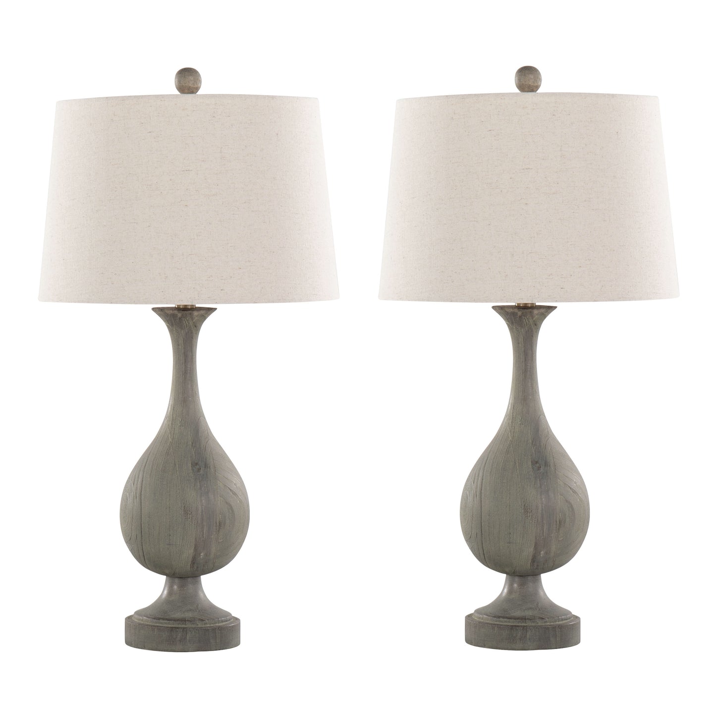 Cipolla Poly 29' Farmhouse Polyresin Table Lamp in Acid Dusty Wood Poly, Antique Soft Brass and Natural Linen Shade from Grandview Gallery by LumiSource - Set of 2