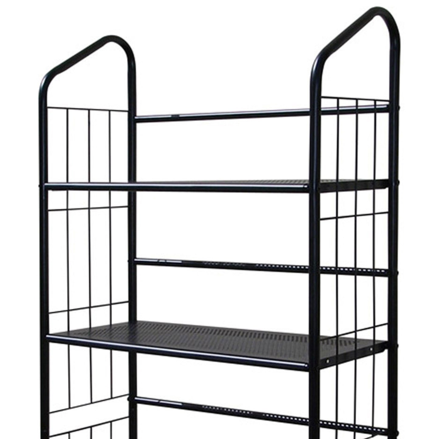 64" Tall 5-Tier Corner Metal Bookcase / Book Shelf, Black finish