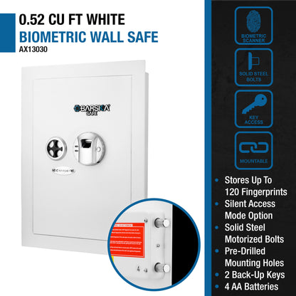 White Biometric Wall Safe