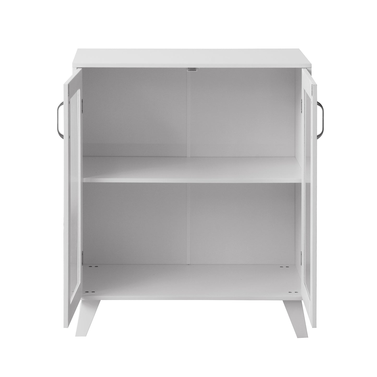 Modern Living Room Cabinet Storage Organizer with 2 Glass Doors and Adjustable Shelf White