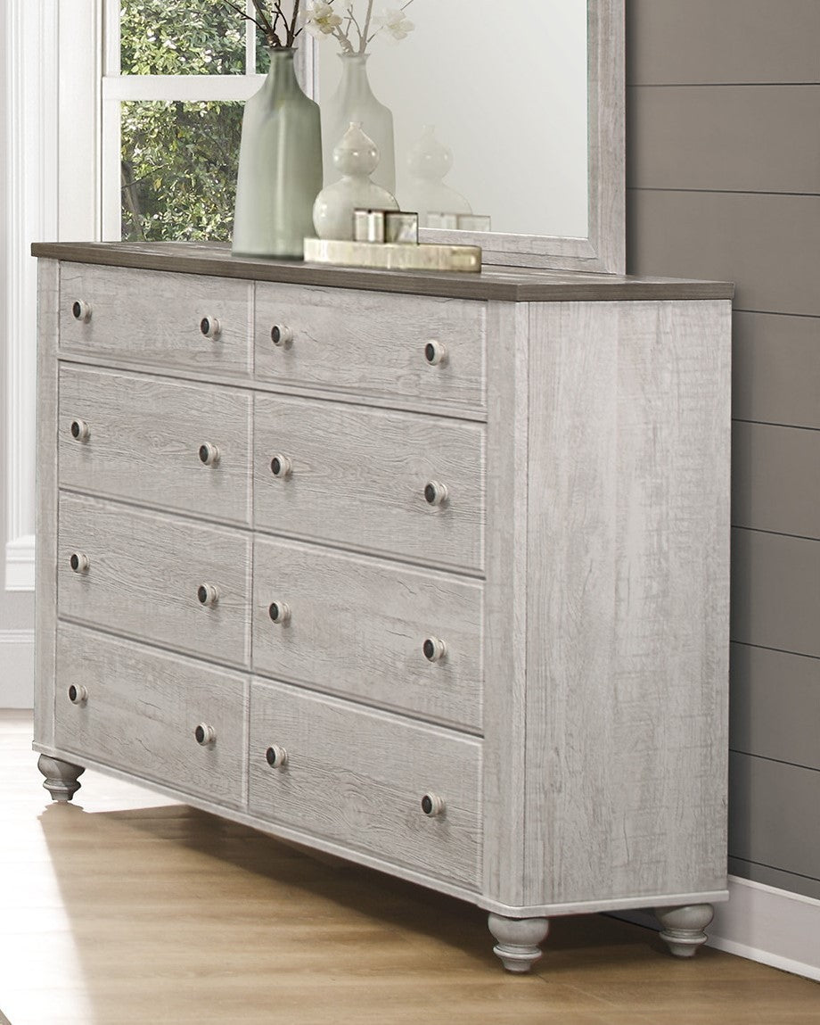 Transitional Rustic Style 1pc Dresser of 8 Drawers Two-Tone Antique White and Brown Classic Bedroom Furniture