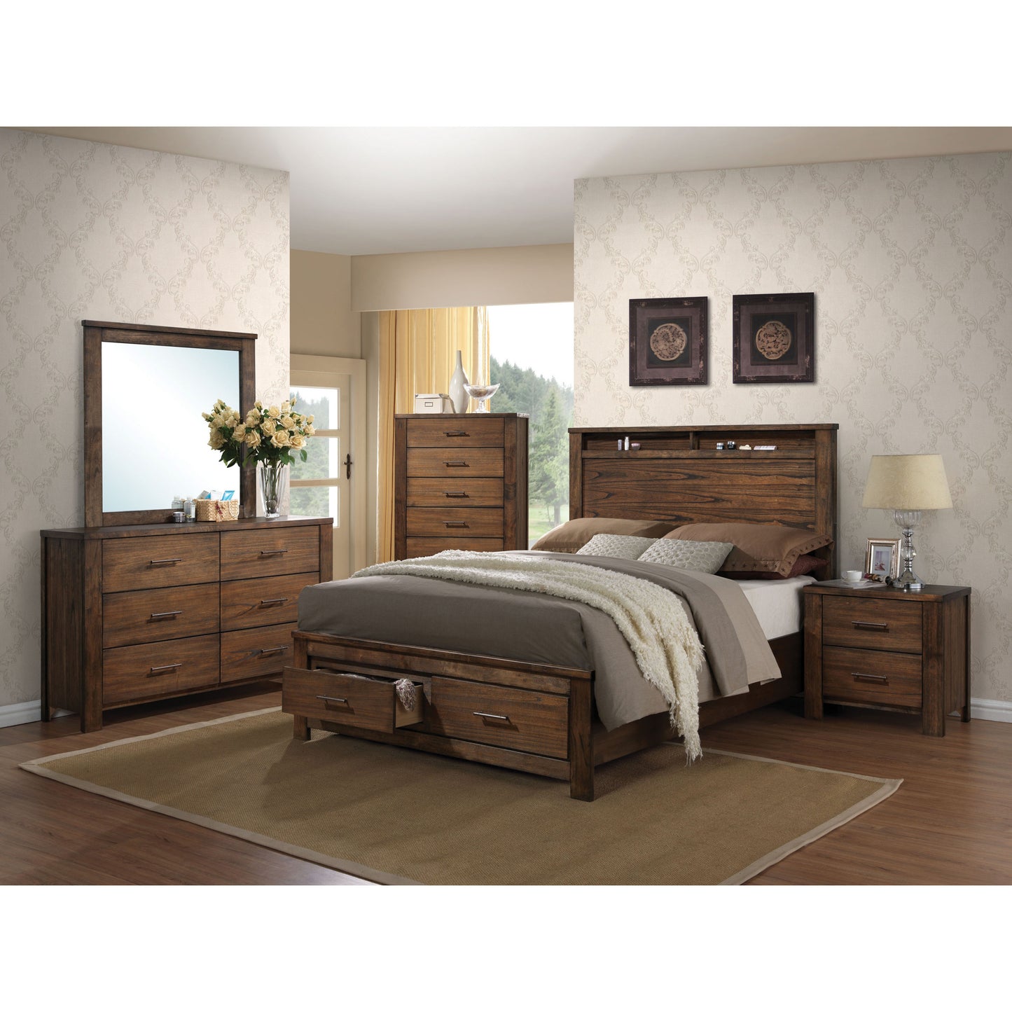 Oak 2-Drawer Nightstand