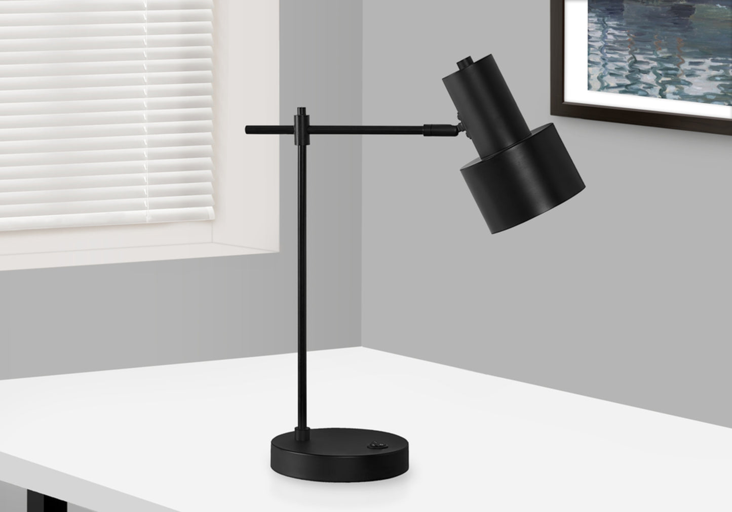 Lighting, 21"h, Table Lamp, Usb Port Included, Black Metal, Black Shade, Modern