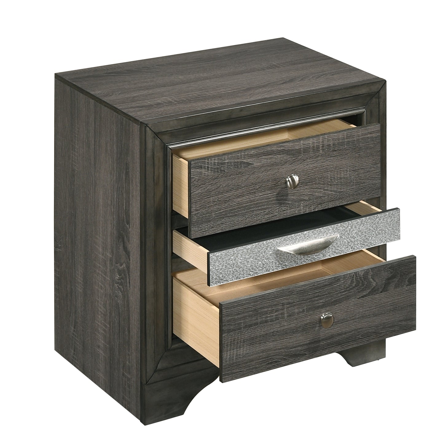 Grey 3-drawer Nightstand
