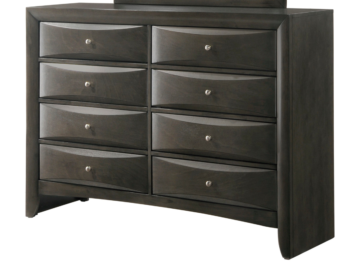 1Pc Contemporary 8 Drawer Dresser Gray Finish Solid Wood Wooden Bedroom Furniture