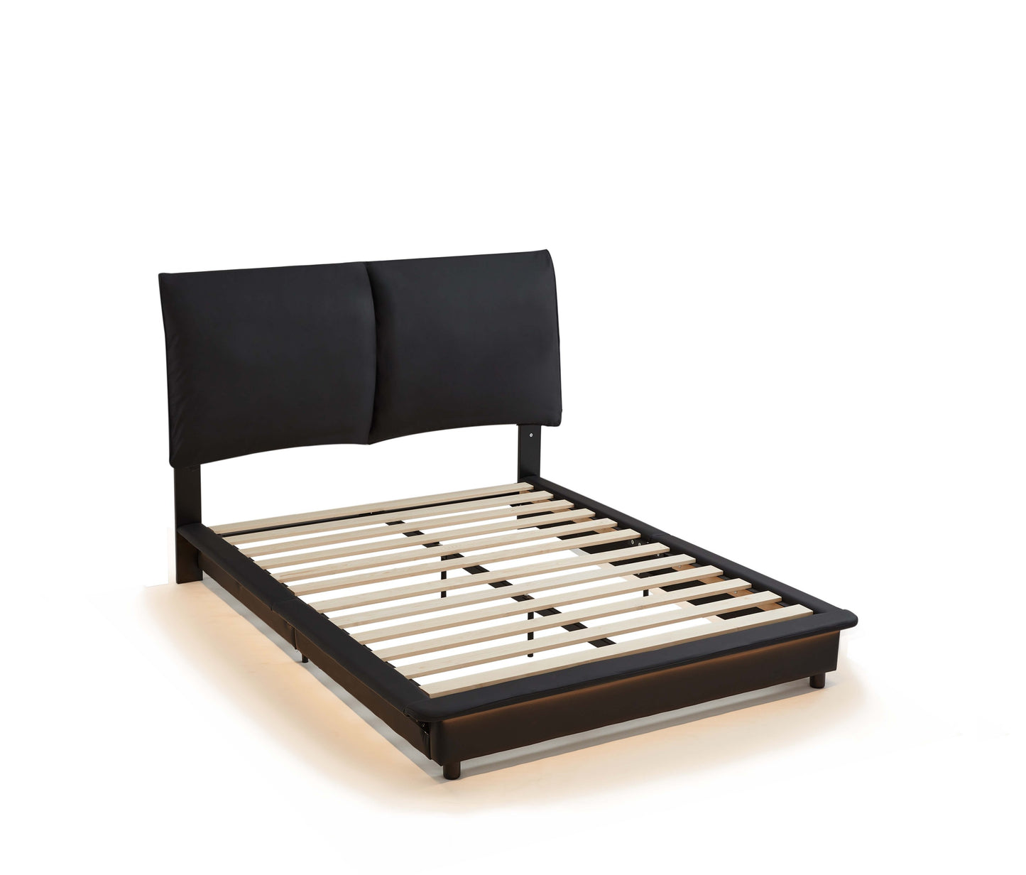 Upholstered Floating Bed Frame with Motion Activated LED Queen Size