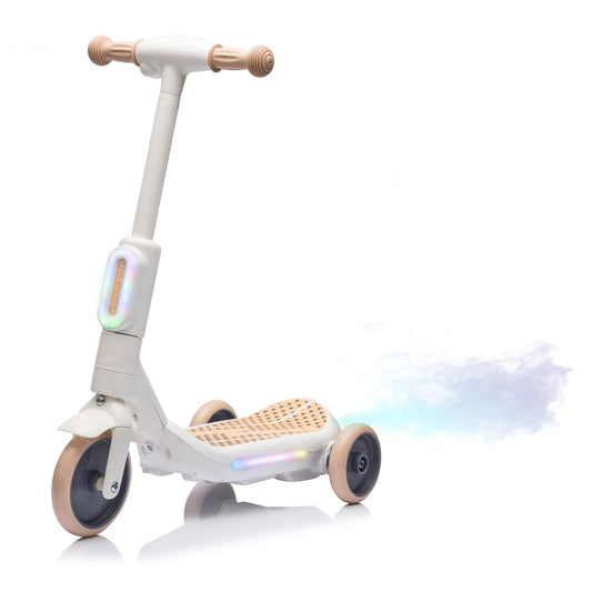 2in1 Kids Ride On Three-Wheel Balance Electric Scooter,Toy for kids,Tail Color Lights W/Spray,Wider Pedal,PU Wheels For Effective Floor Protection,Independent Light Switch With Music,For Kids 3-6