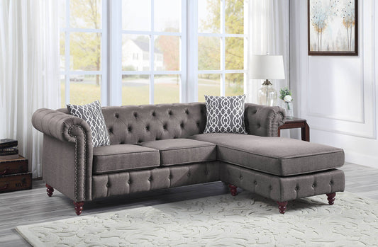 Waldina Brown Fabric Reversible Sectional Sofa