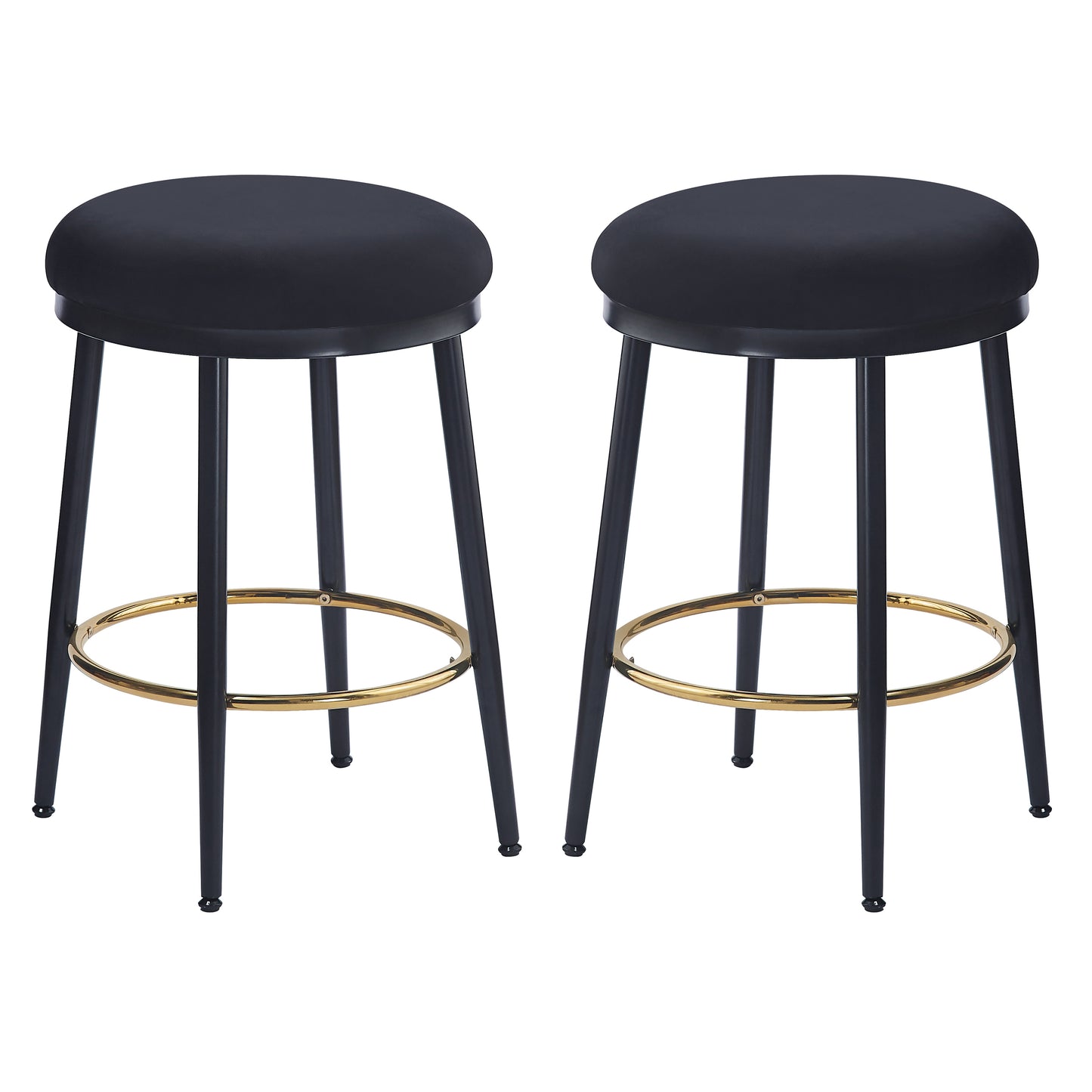 24.75'' Modern Counter Stools Set of 2,Black Counter Stools with iron Frame,Sponge cushion,Footrest,suitable for Kitchen/Bedroom/Dining Room