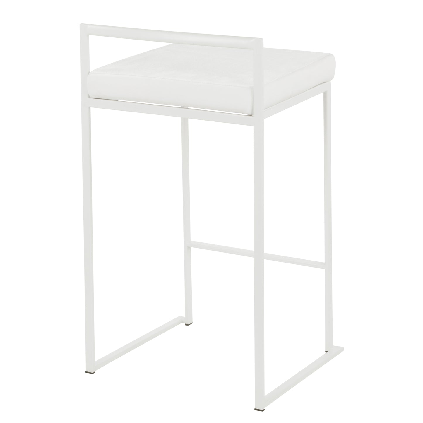 Fuji Contemporary Stackable Counter Stool in White with White Velvet Cushion by LumiSource - Set of 2