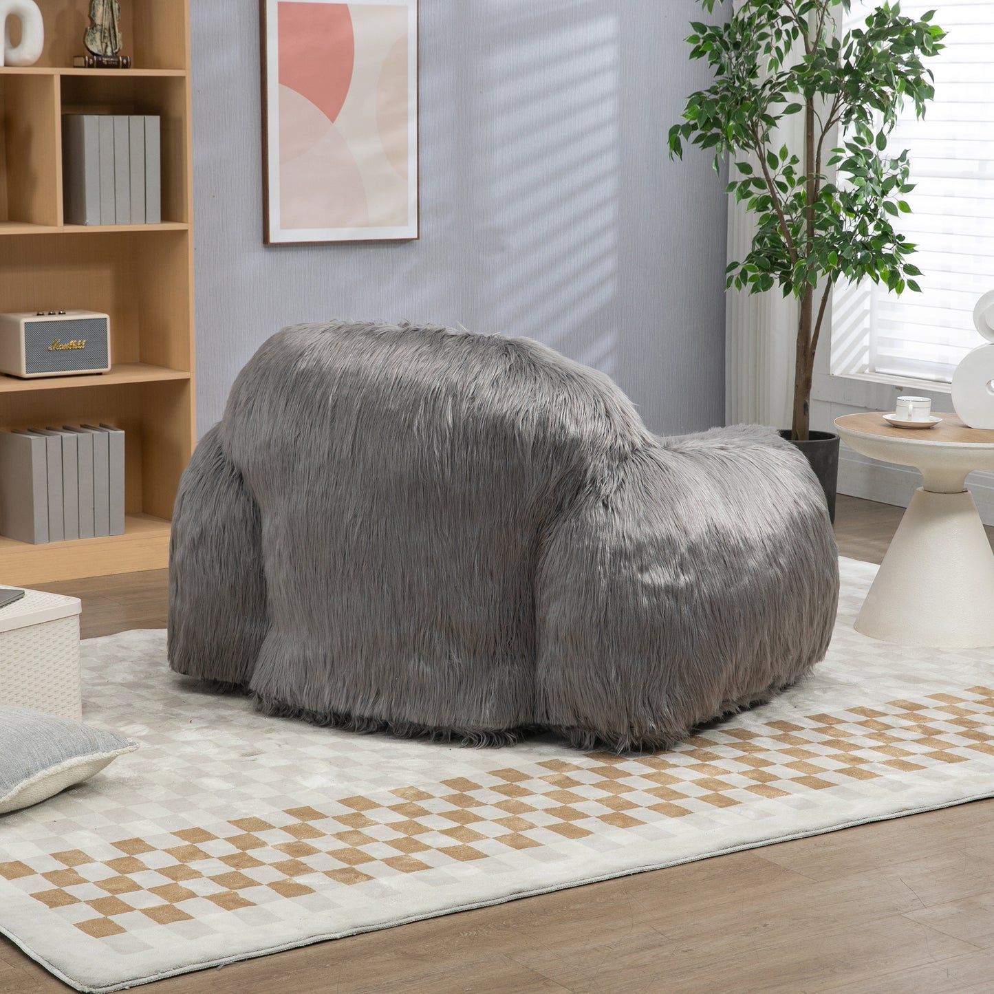 Bean bag chair lazy long hair sofa bean bag chair adult, teen high density foam filled modern focus chair comfortable living room, bedroom chair