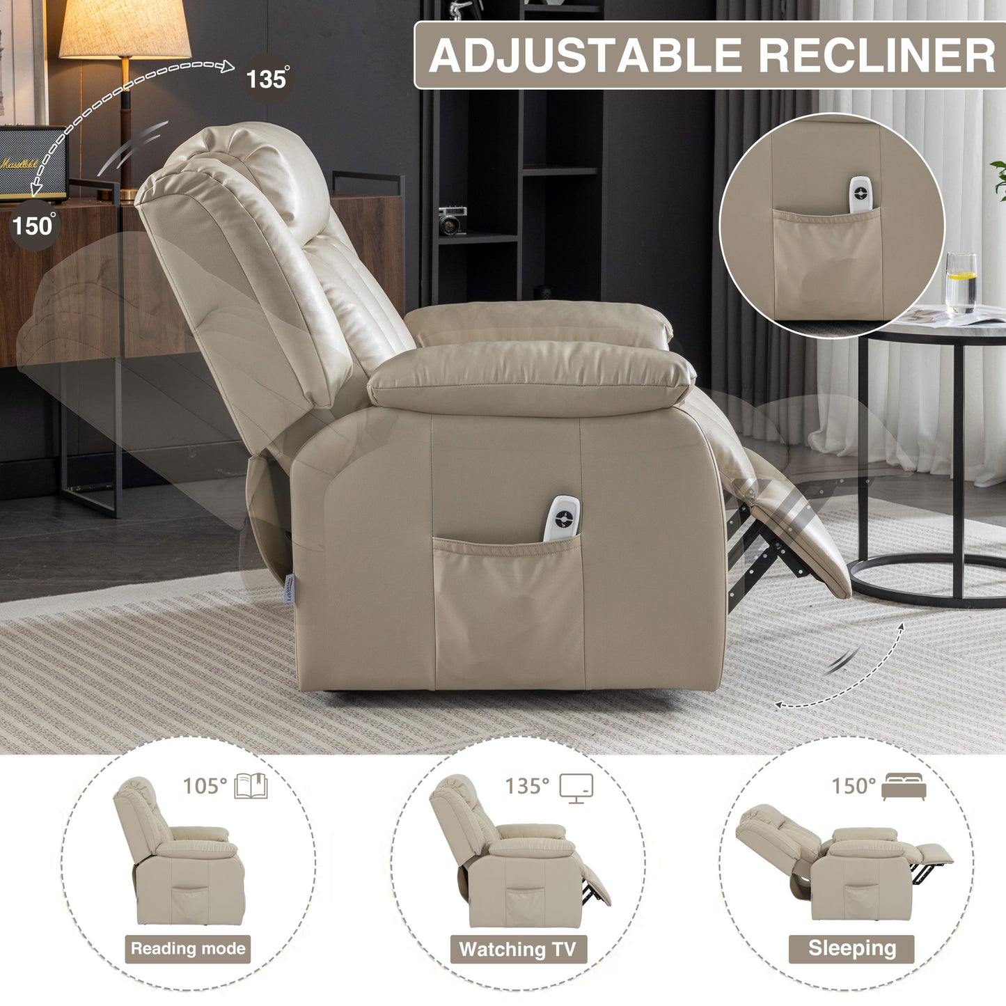 Lehboson Lift Recliner Chair, Electric Power Lift Recliner Chair for Elderly, (Beige)