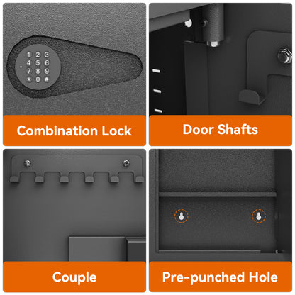 Wall Safes Between the Studs, Hidden Safe with Digital Keypad, Removable Shelves, In Wall Safe for Firearms, Gun, Valuables (Black)