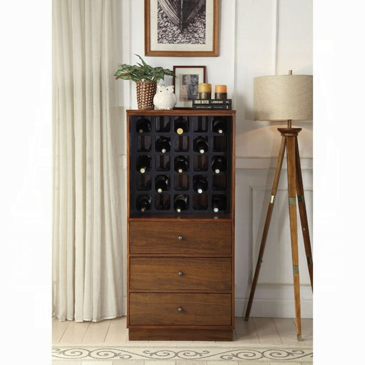 Walnut Wine Cabinet with 3 Drawer