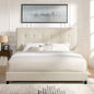 King Size Beige Tufted Upholstered Platform Bed