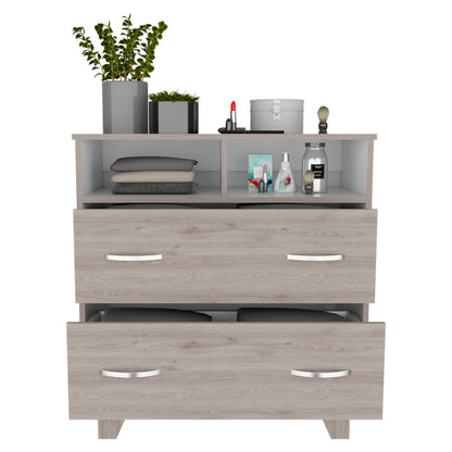 Double Drawer Dresser Arabi, Bedroom, Light Gray / White