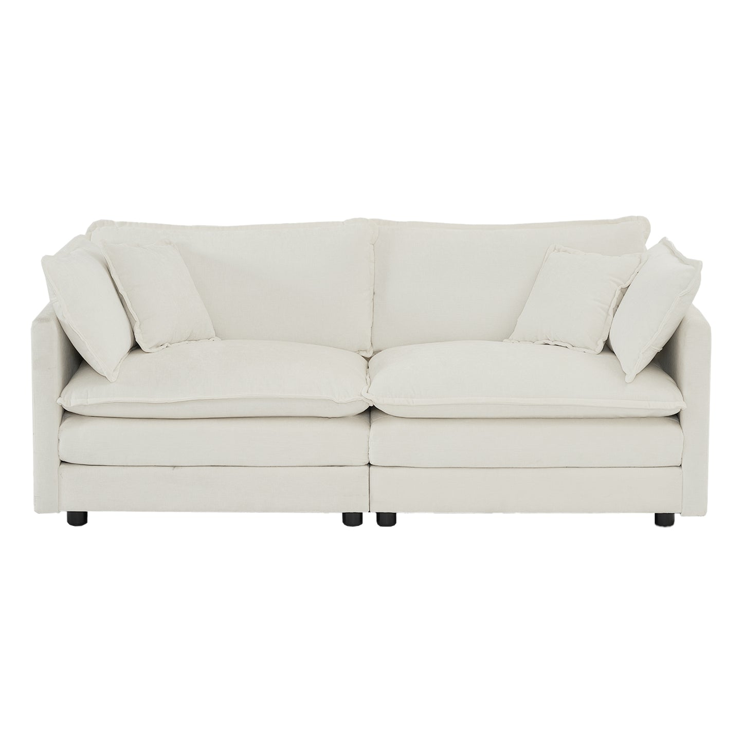 Modern Sofa Couch, 3 Piece Set Extra Deep Seat Sectional Sofa for Living Room, Oversized Sofa, 3 Seat Sofa, Loveseat and Single Sofa, White Chenille