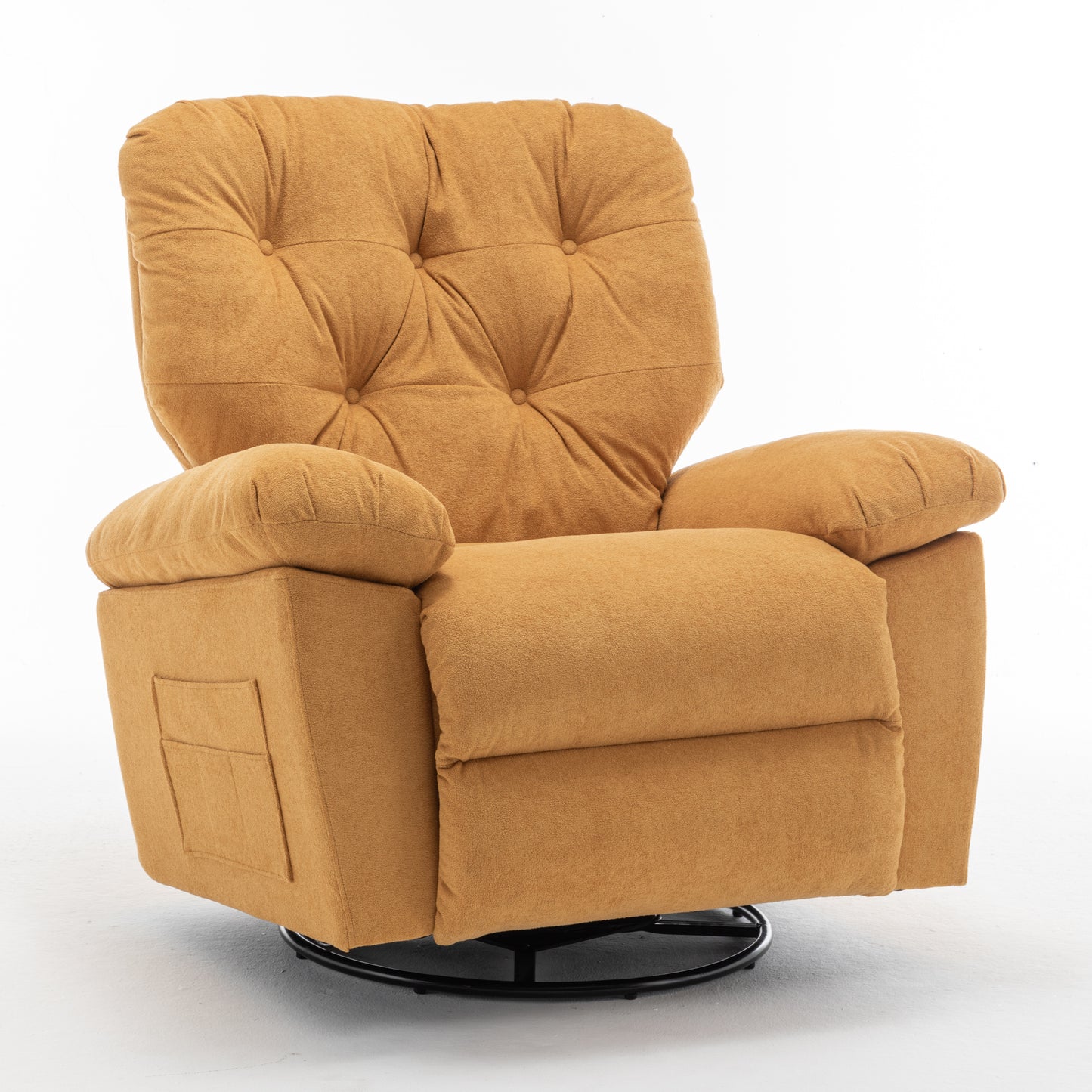 Yellow Relaxing Recliner Chair,Soft Artificial Fleece, Overstuffed, Swivel, Glider, Side Pocket