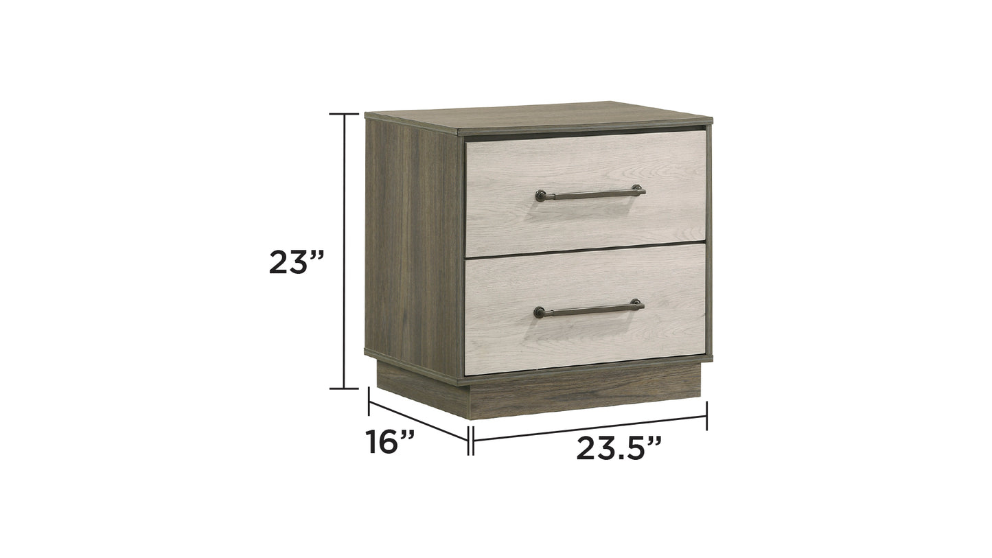 Gem Modern Style 2-Drawer Night stand Made with Wood in Beige & Brown