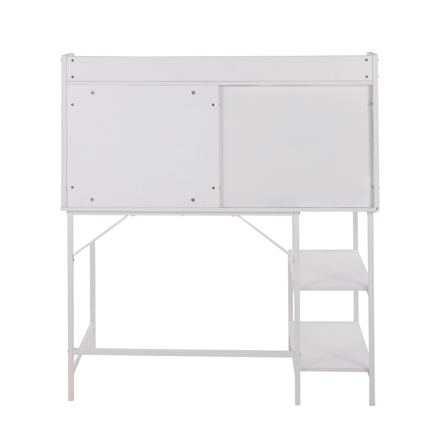 Geo Shelf Contemporary Desk in White Steel and White Wood by LumiSource