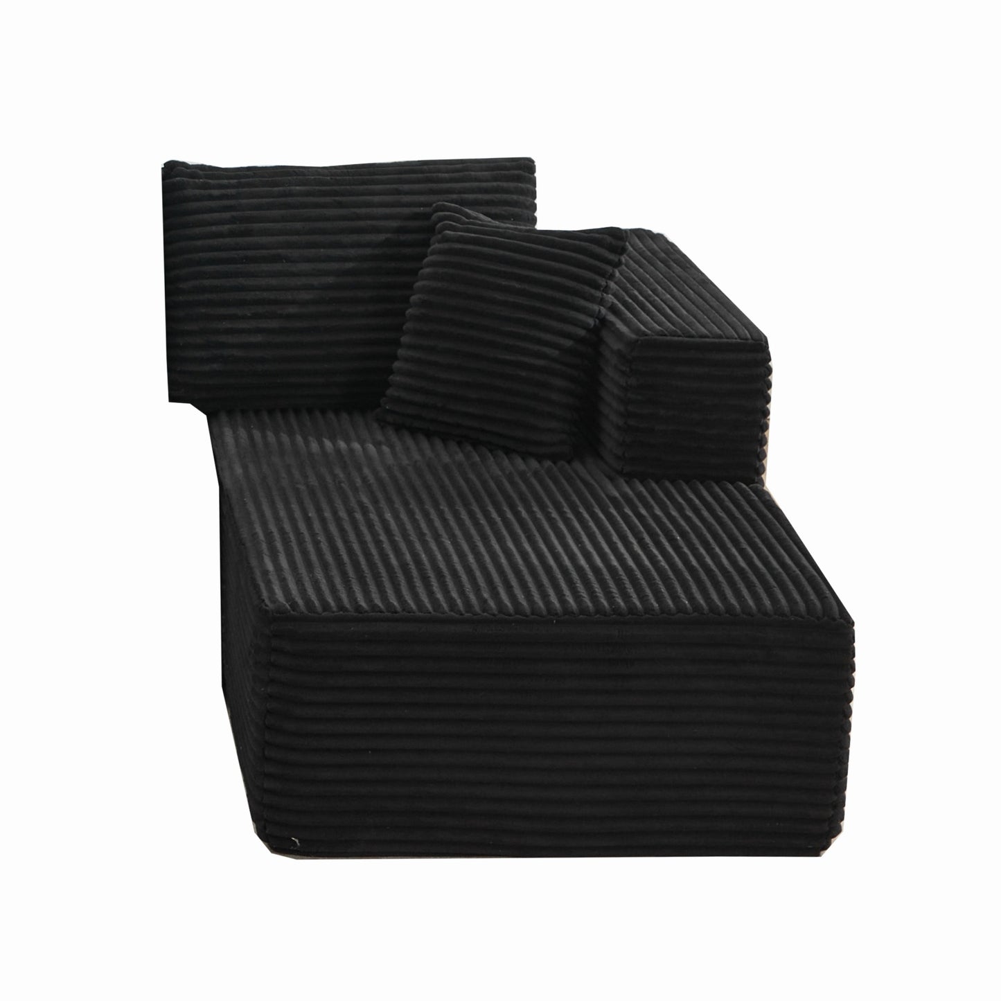 Modular Sectional Couches for Living Room: Right Facing Chaise Longue (Black)