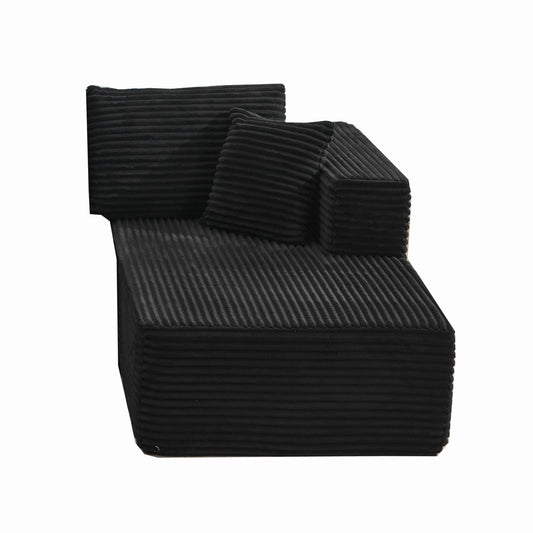 Modular Sectional Couches for Living Room: Right Facing Chaise Longue (Black)