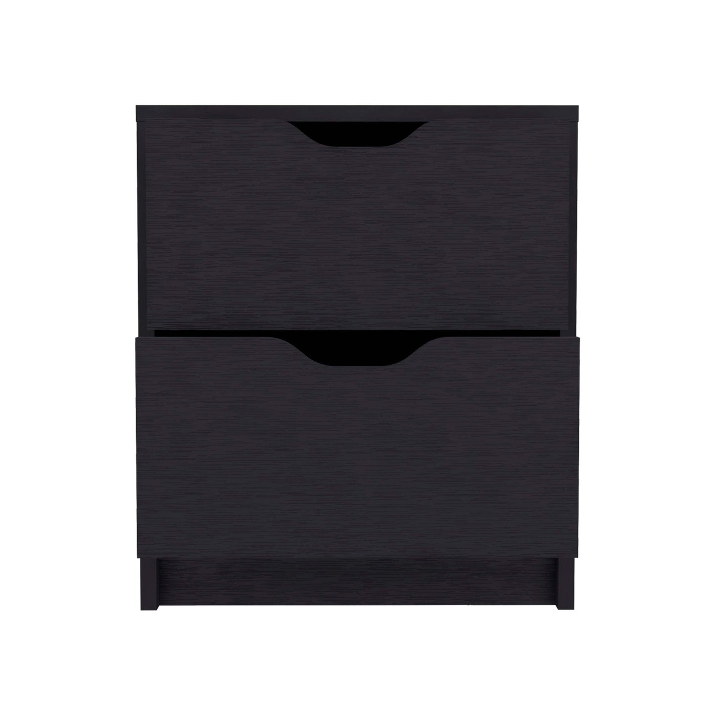 Double Drawer Nightstand 19"H, Bedside Table, Black
