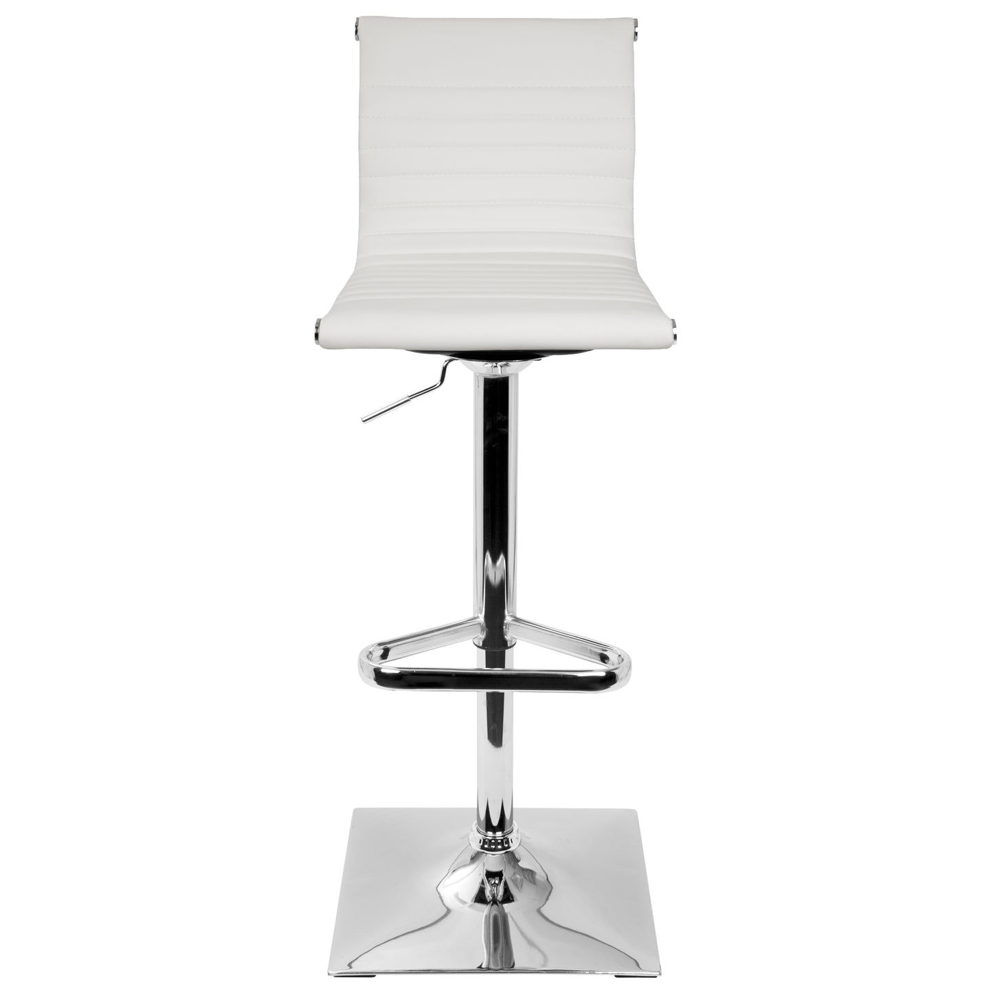 Masters Contemporary Adjustable Barstool with Swivel in White Faux Leather by LumiSource