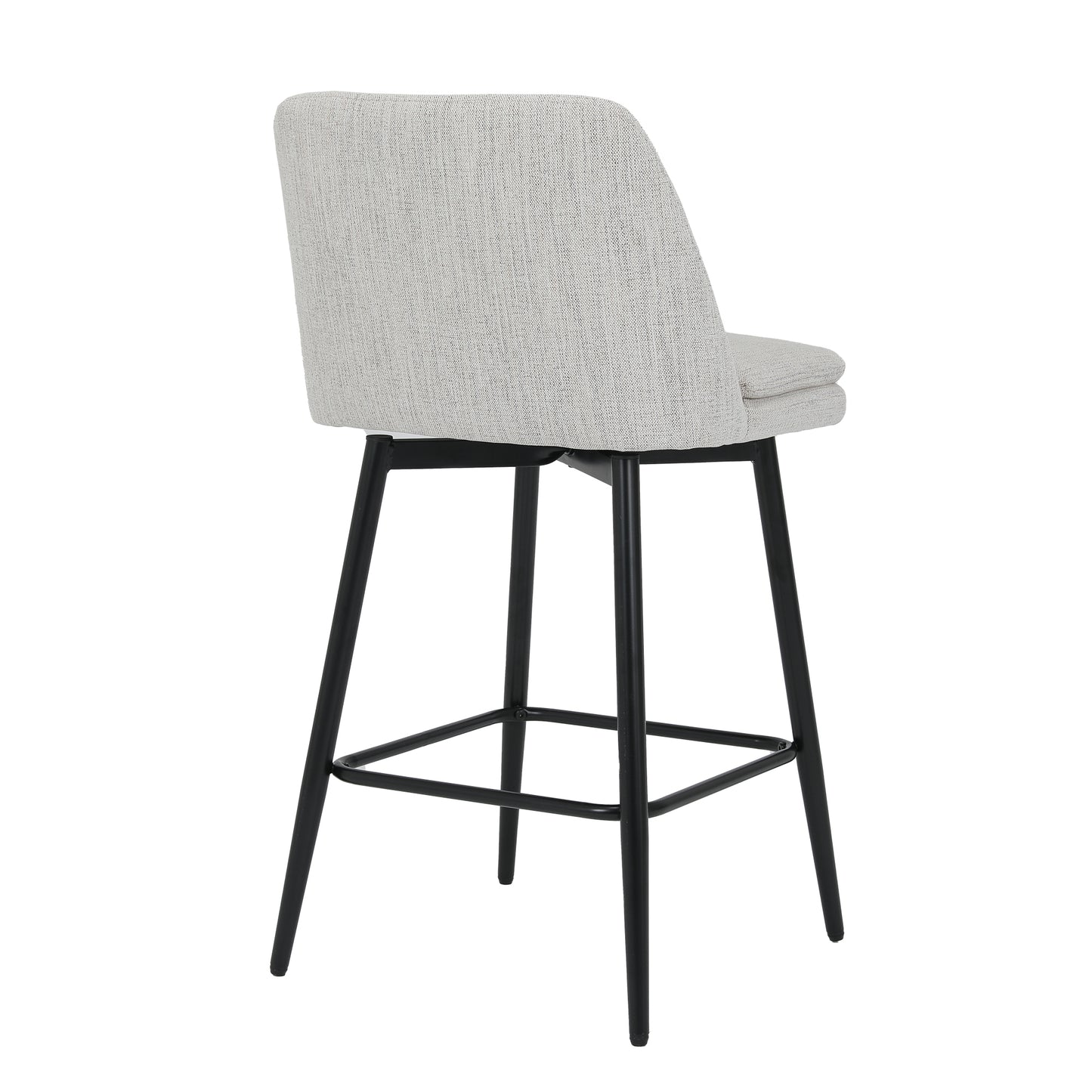 Counter Height Swivel Bar Stools Set of 2, 360° Swivel Upholstered Barstools with Back and Metal Legs, 25.6" Seat Height,Counter Stools for Kitchen Island and Pub,Linen Cloth,Off White Linen.