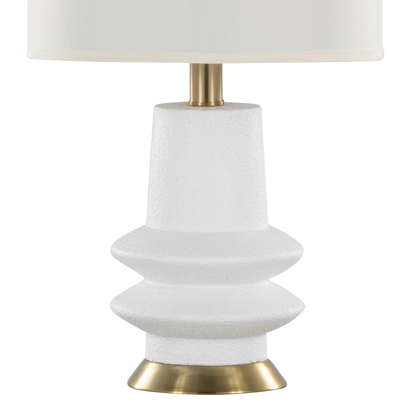 Lloyd 26" Contemporary Polyresin Table Lamp in Sanded Matte White Polyresin, Modern Brass and White Linen Shade from Grandview Gallery by LumiSource - Set of 2