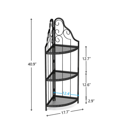 3-Tier Corner Open Shelf,Bookcase Freestanding Shelving Unit,Plant Stand Small Bookshelf for Living Room, Home Office, Kitchen, Small Space