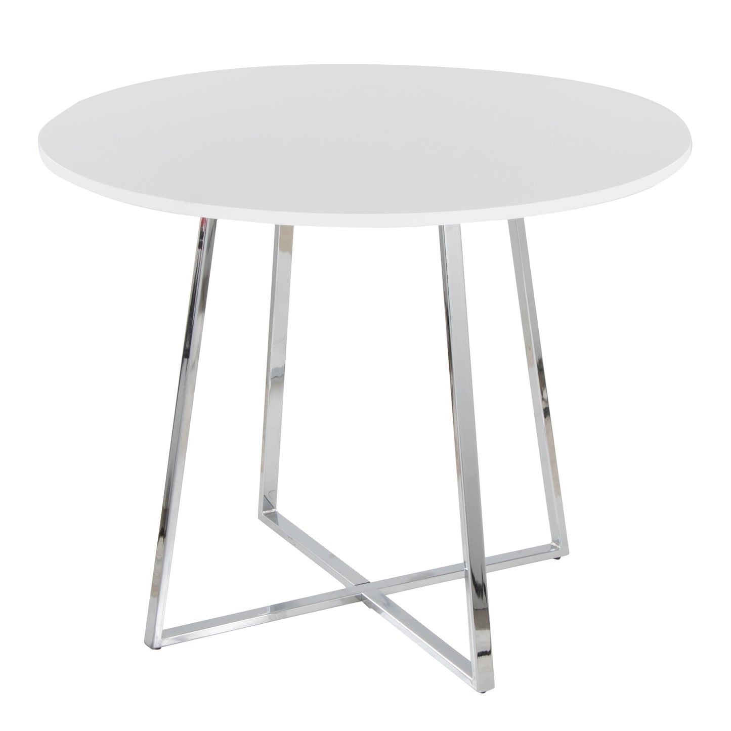 Cosmo Canary Contemporary Dining Table in Chrome Metal and White MDF by LumiSource