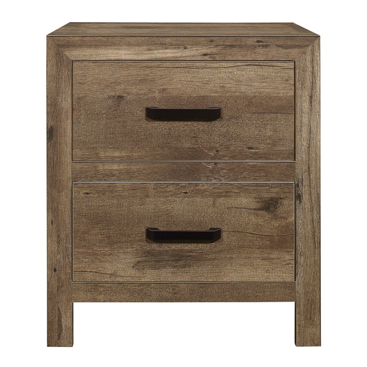 Bedroom Wooden Nightstand 1pc Weathered Pine Finish 2x Drawers Transitional Style Furniture