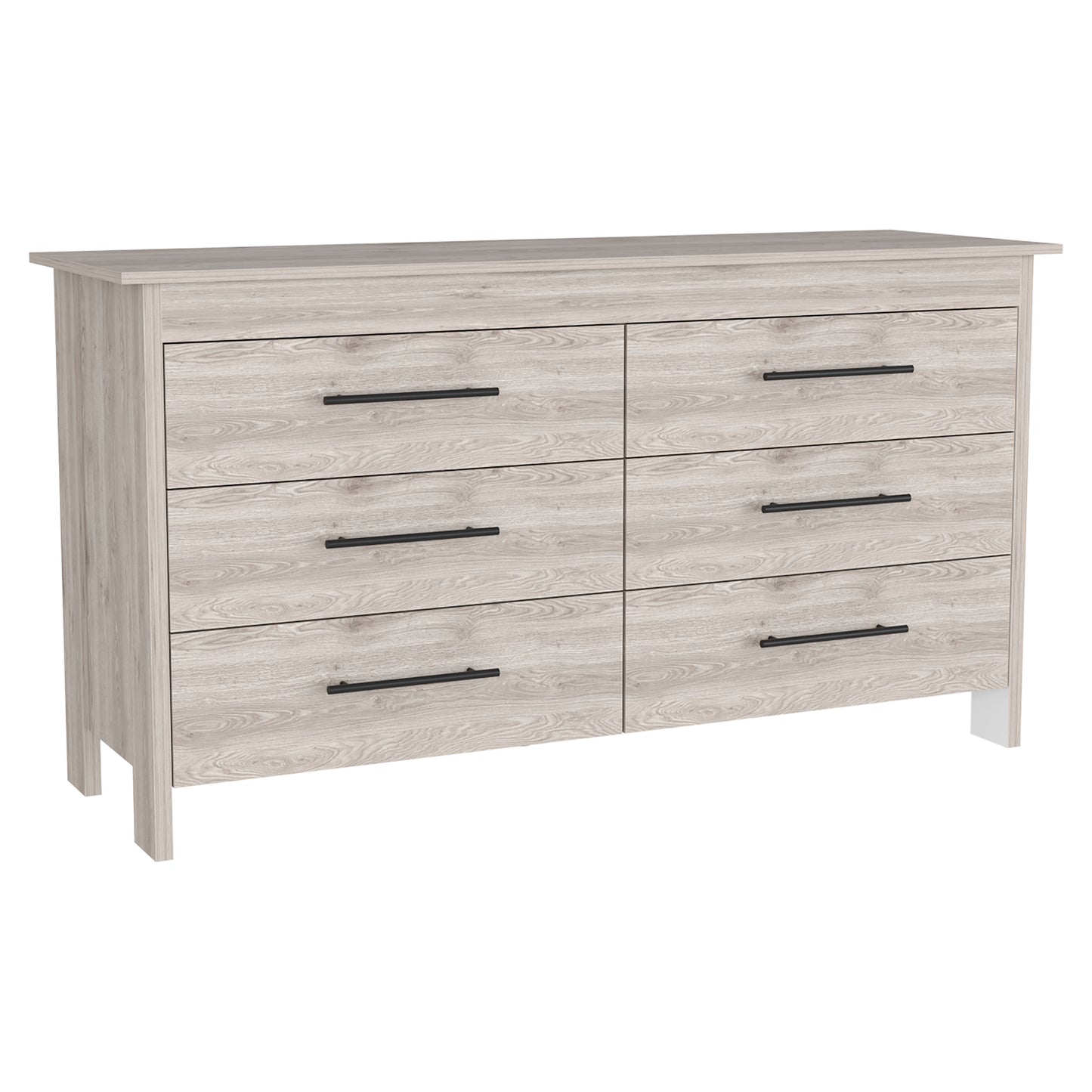 Double Dresser, Four Legs, 6 Drawer, Superior Top, Light Gray