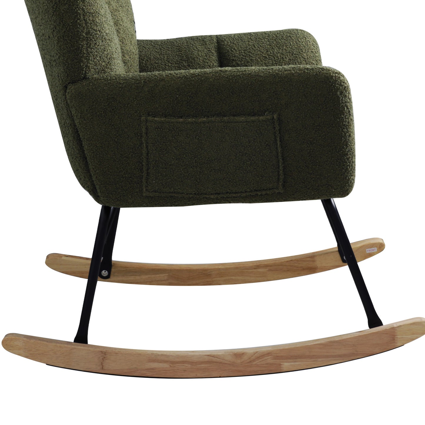 Teddy Fabric Rocking Chair, Modern Rocking Accent Chair for Nursery, Living Room, Bedroom, Deep Green