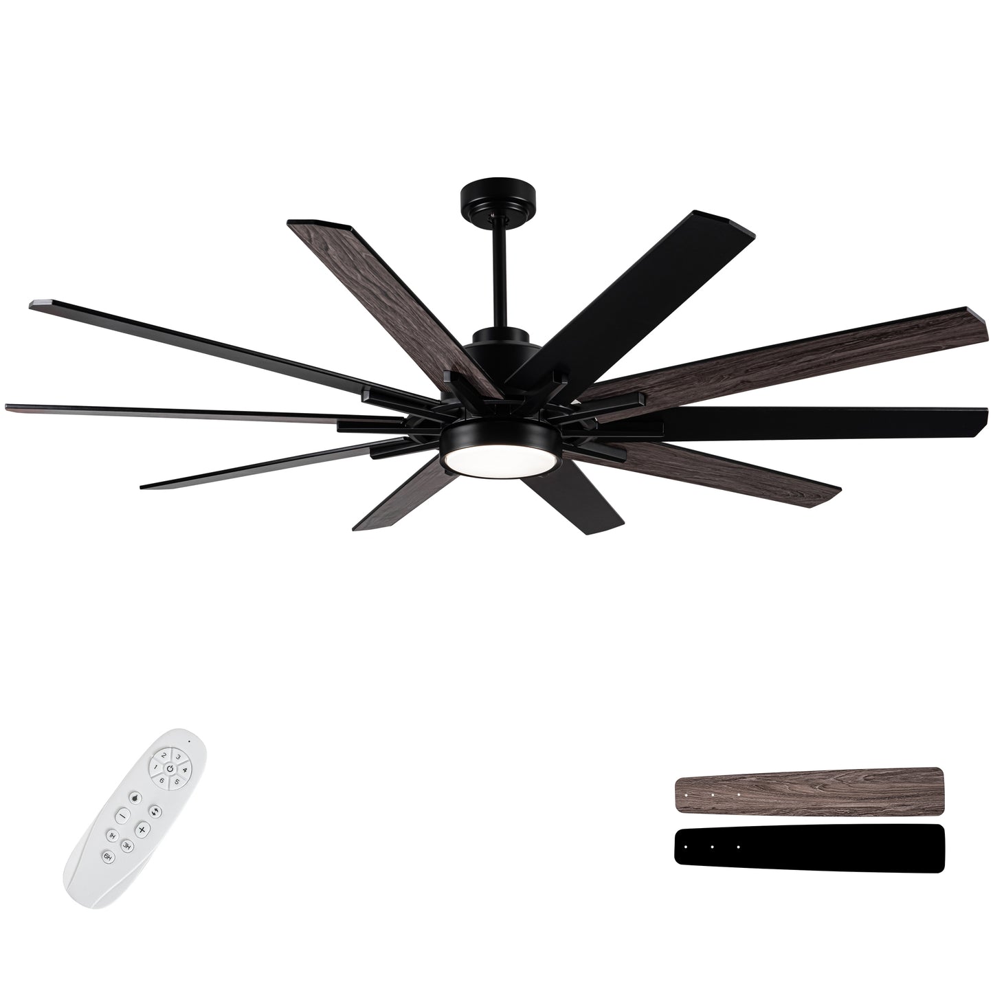 72 in.Integarted LED Large Black Double Finish Ceiling Fan with Remote Control