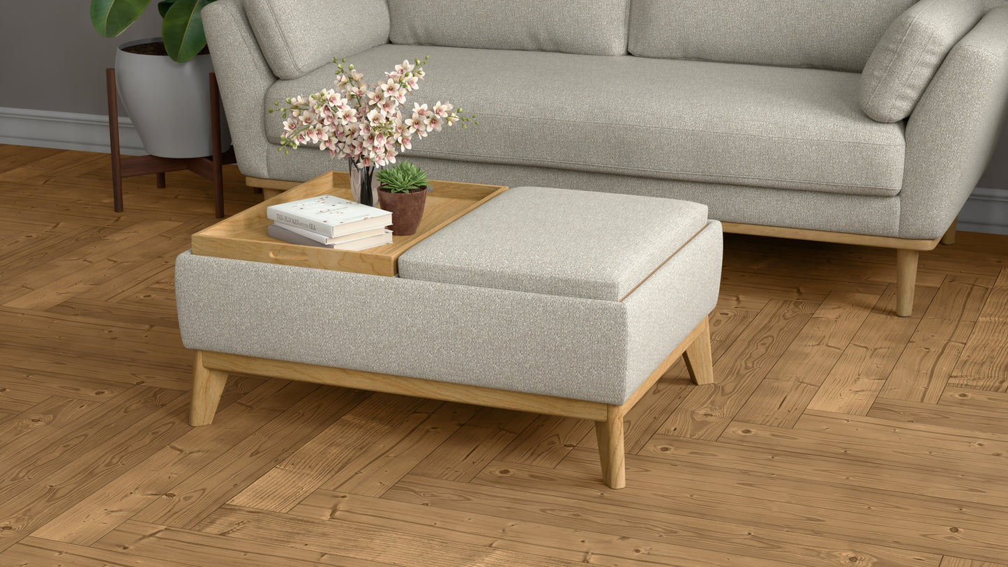 Revel Tan Reversible Tray Ottoman