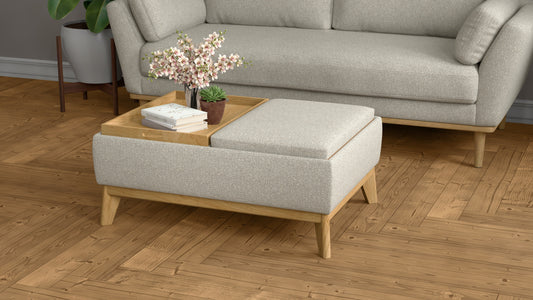 Revel Tan Reversible Tray Ottoman