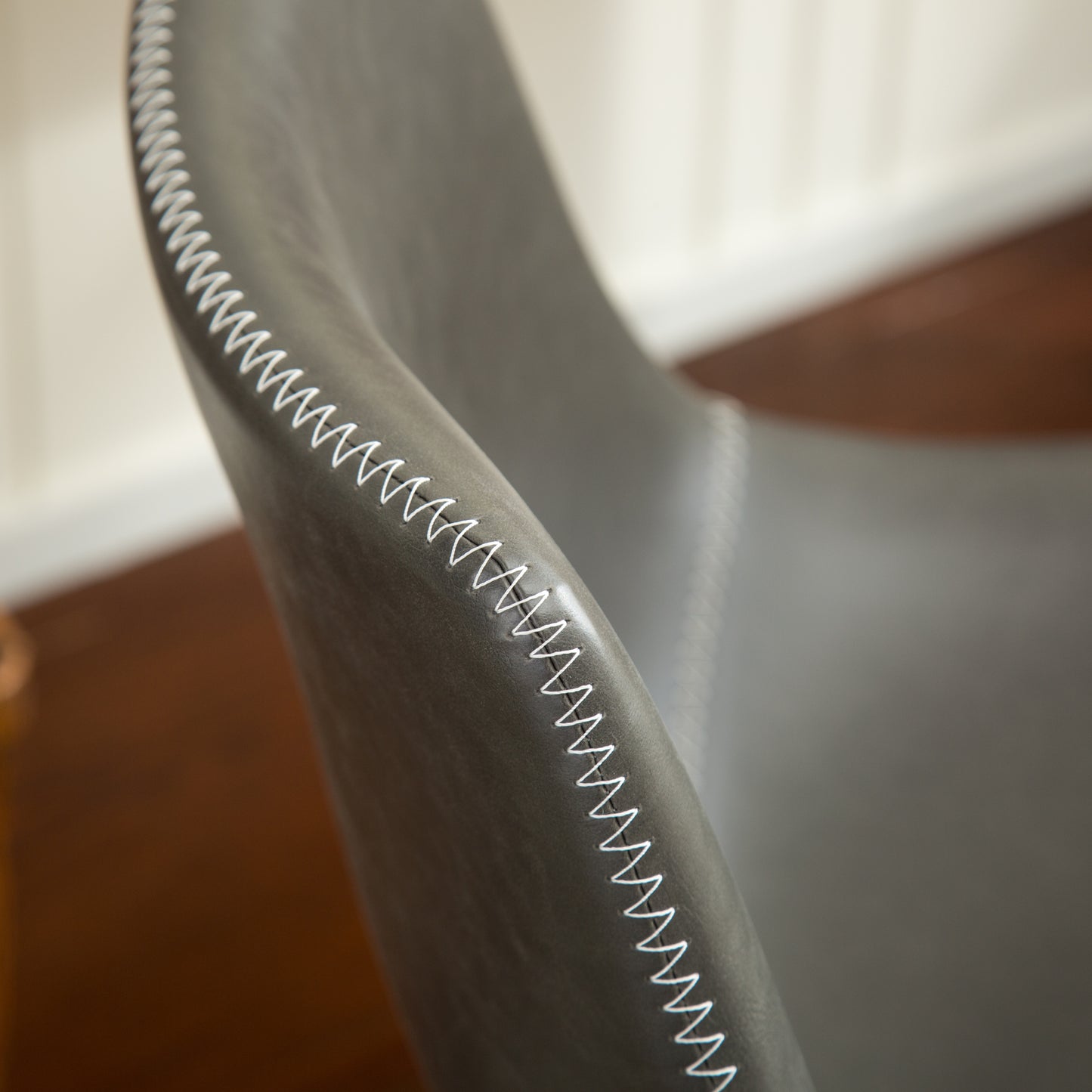 Lotusville Vintage PU Leather Counter Height Stools, Set of 2, Antique Grey