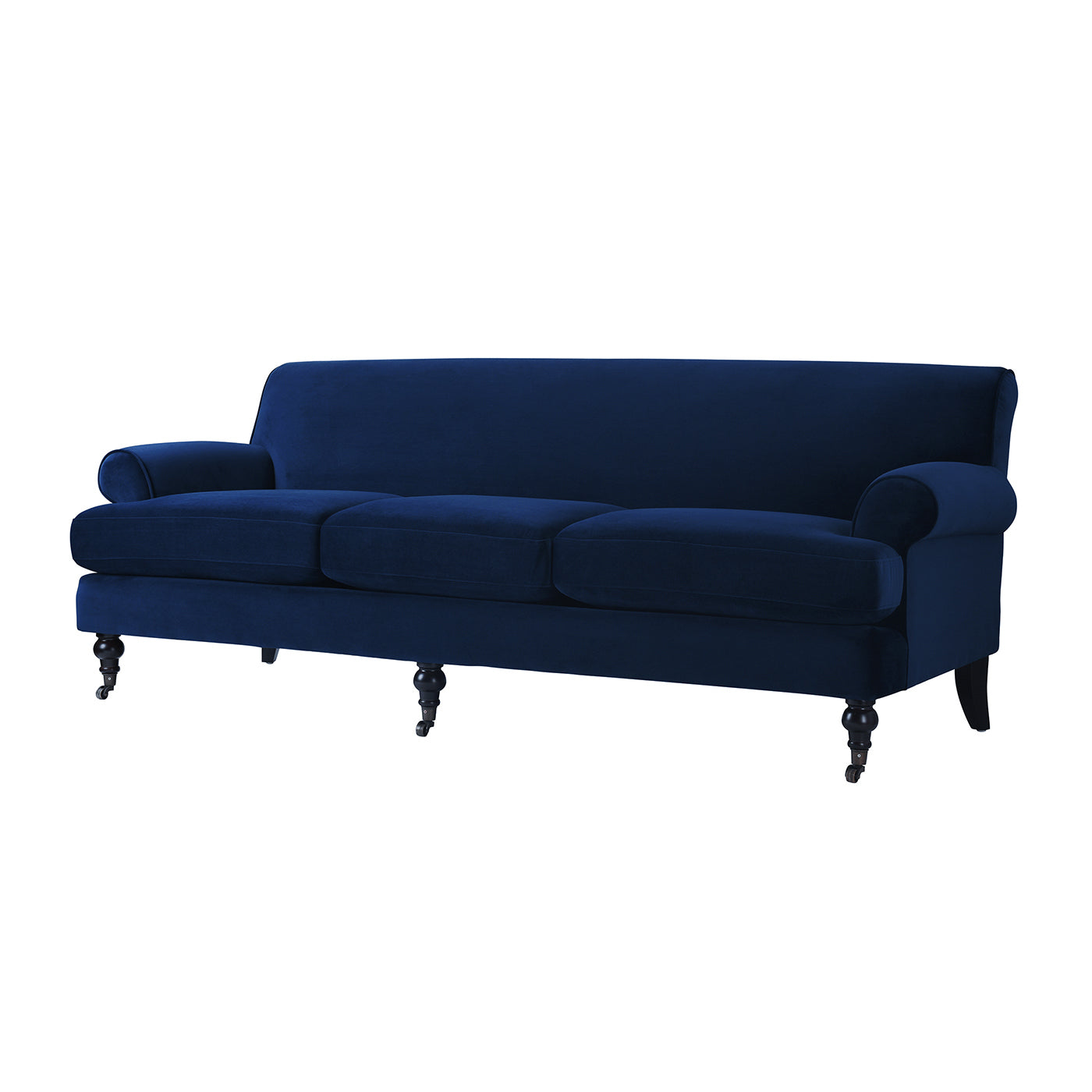 Alana Lawson Three-Cushion Tightback Sofa, Navy Blue Velvet