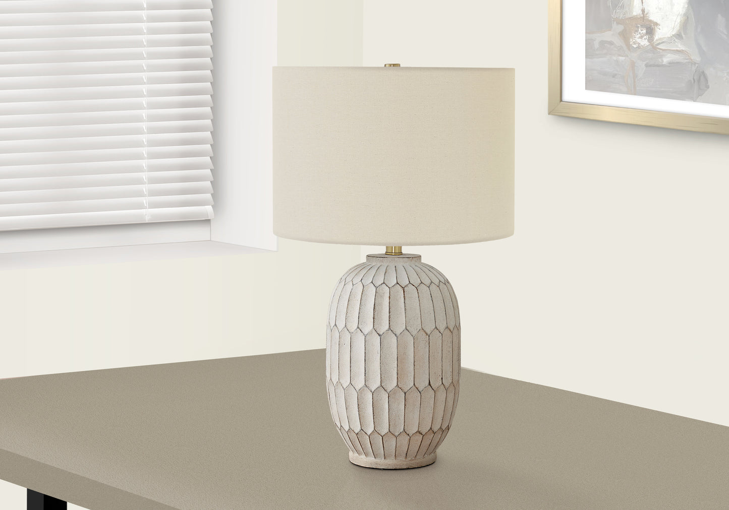 Lighting, 24"h, Table Lamp, Cream Resin, Ivory / Cream Shade, Transitional