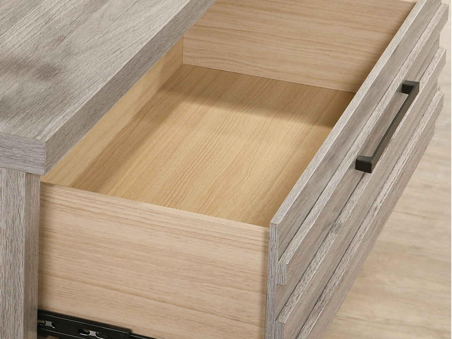 Alvear Contemporary Wood Nightstand with Metal Base, One Size, Nightstand ONLY, Weathered Gray