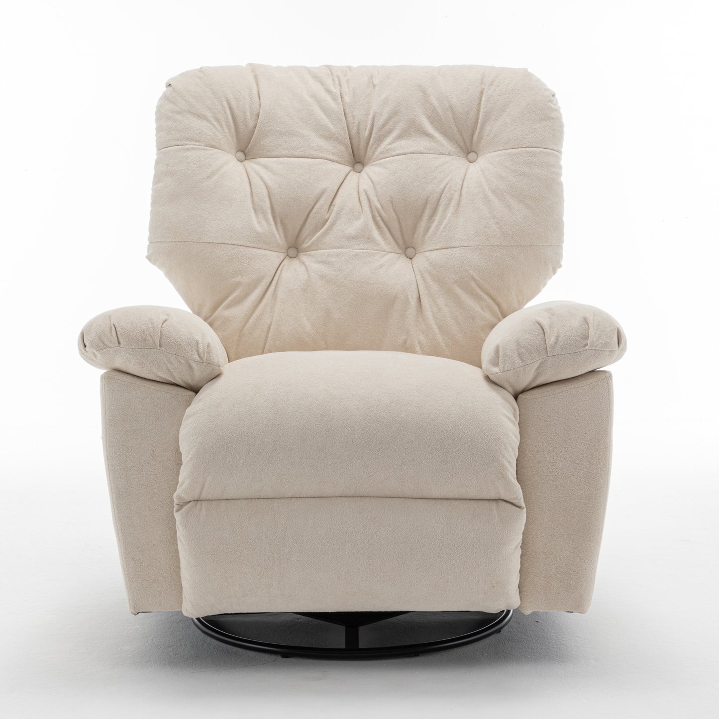 Beige Relaxing Recliner Chair,Soft Artificial Fleece, Overstuffed, Swivel, Glider, Side Pocket