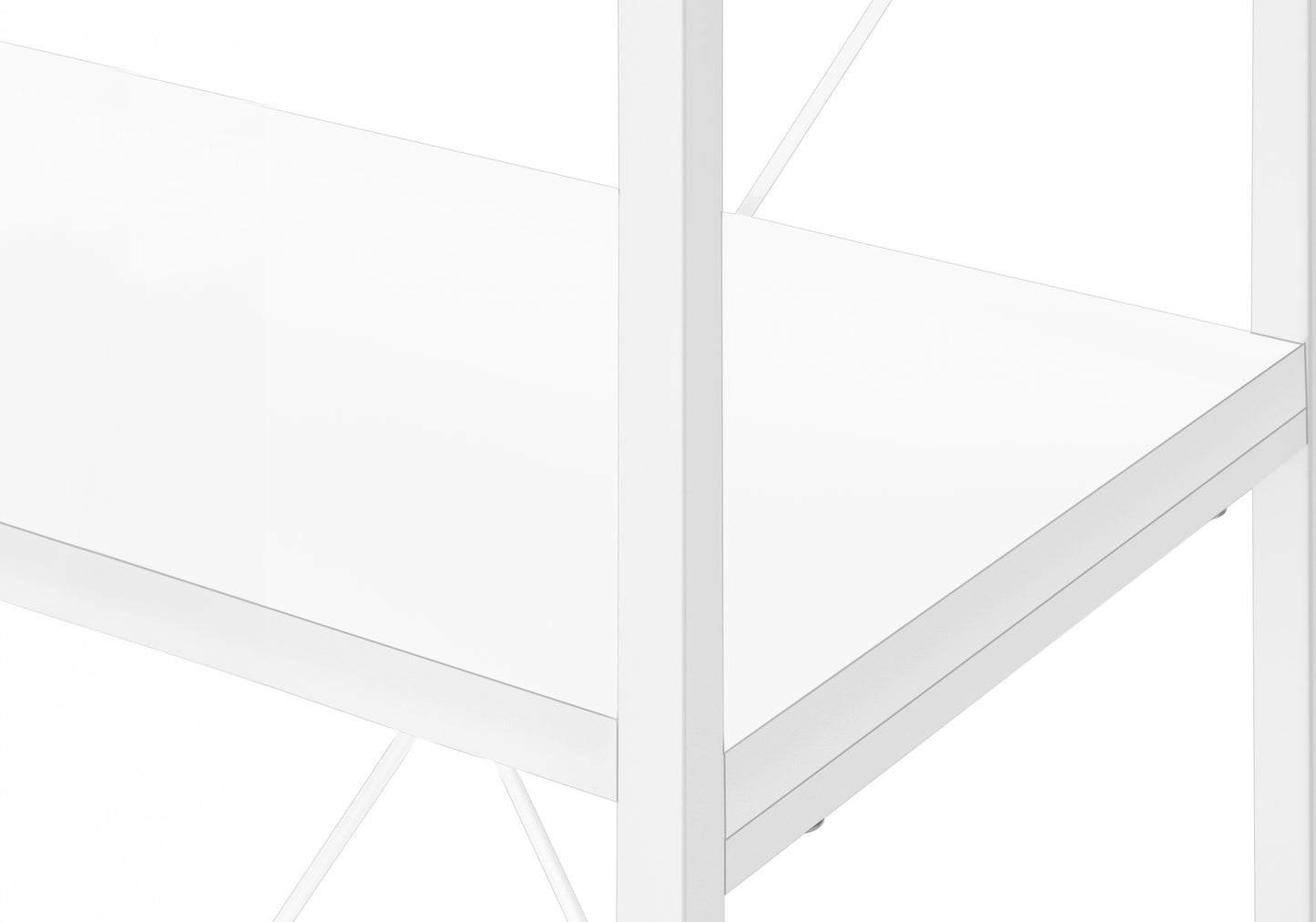 Bookshelf, Bookcase, 4 Tier, 48"h, Office, Bedroom, White Laminate, White Metal, Contemporary, Modern