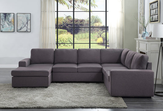 Warren 120.5" Sectional Sofa with Reversible Chaise in Dark Gray Linen